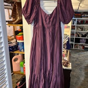 Entro Plum Puff Sleeve Maxi Dress